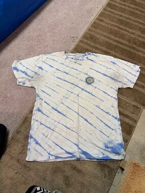 Vans White & Light Blue Tie-Dye Short Sleeve Tee with Sun Logo